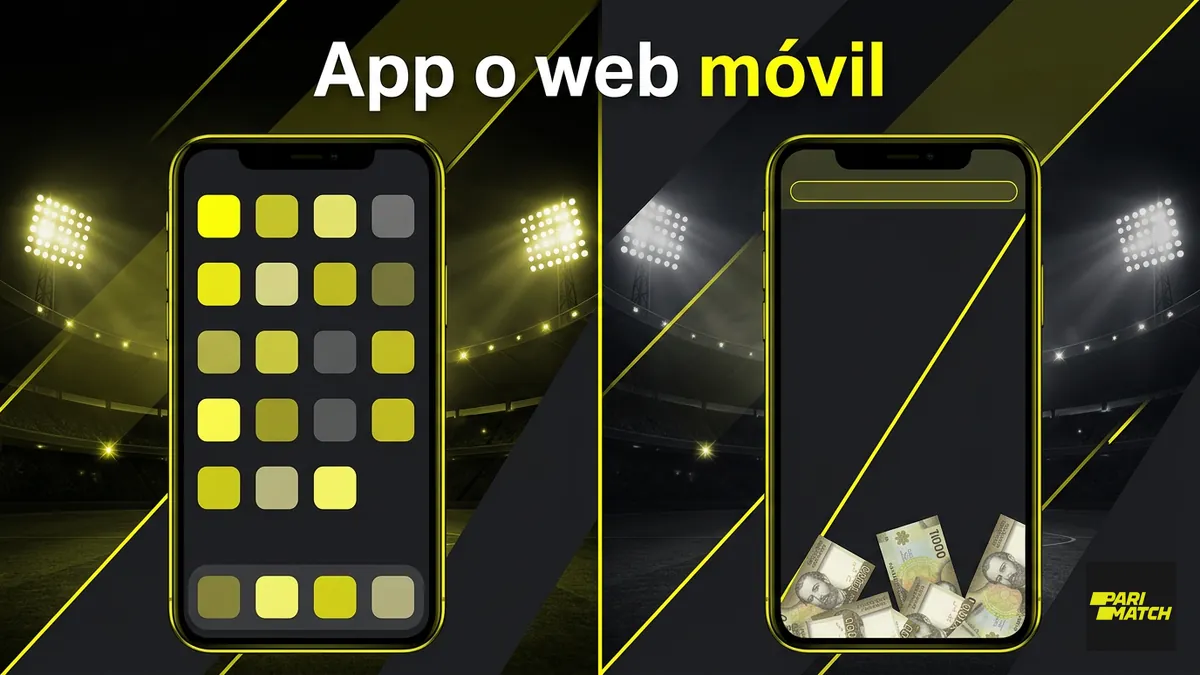 Comparación entre app y web móvil de Parimatch en Chile